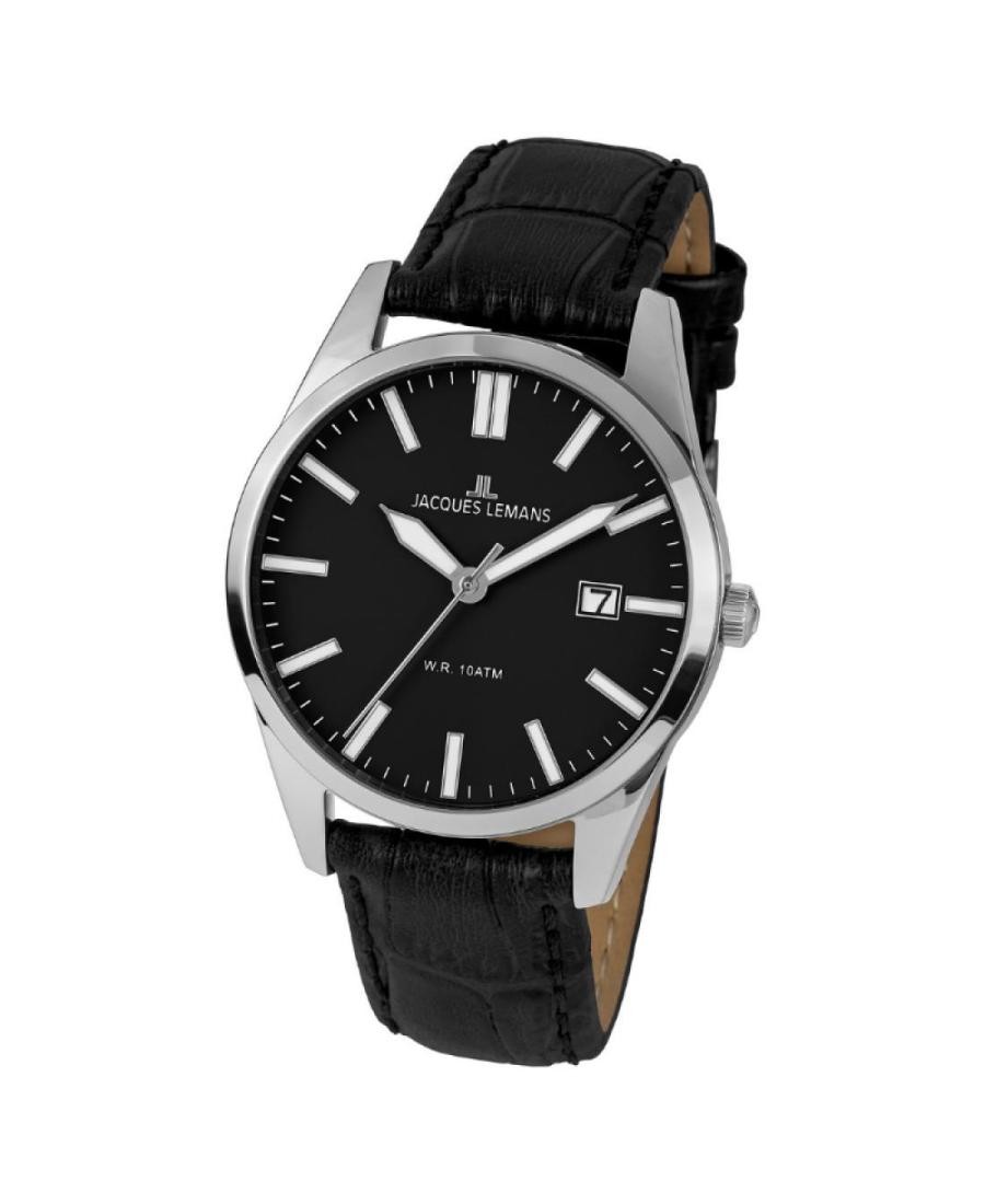 JACQUES LEMANS Men Analog Quartz Casual Watch Classic Dress Black Dial Waterproo