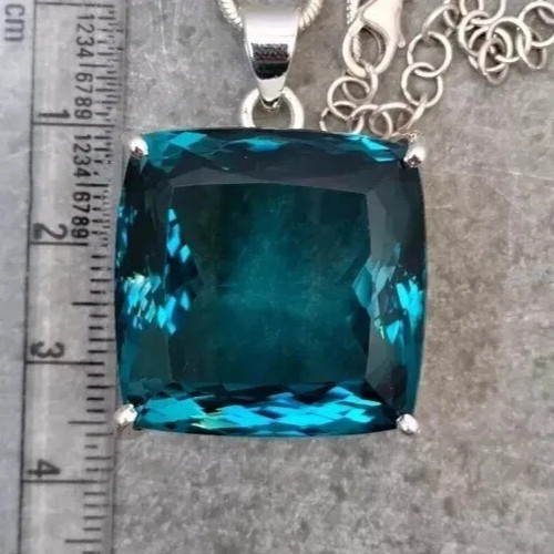 96.80 Ct London Blue Topaz Pendant Sterling Silver Pendant Gemstone Jewelry