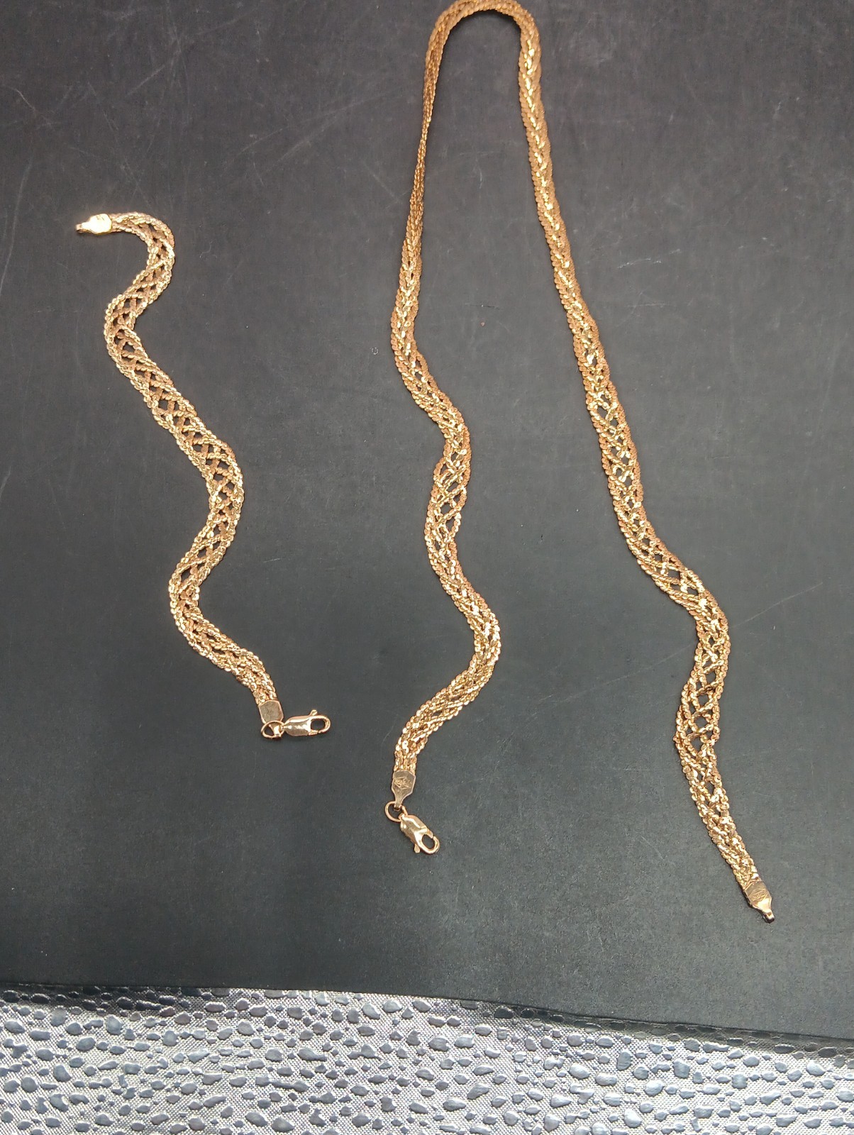 Braided 3 Woven Rope Necklace & Bracelet Set 1/20 12K GF 15.0 Total Grams *Read