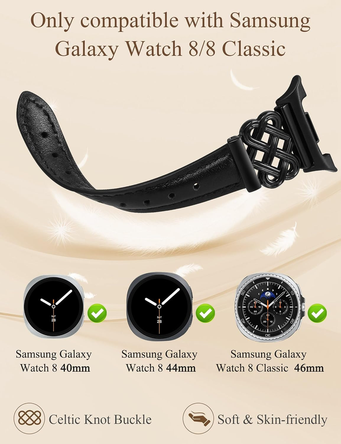 Celtic Knot Leather Band Compatible with Samsung Galaxy Watch 8 40Mm 44Mm/Watch