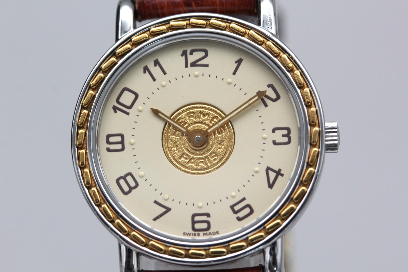 [N MINT w/ Box] Vintage HERMES Serie 24mm Ivory Dial Quartz Women’s Watch JAPAN