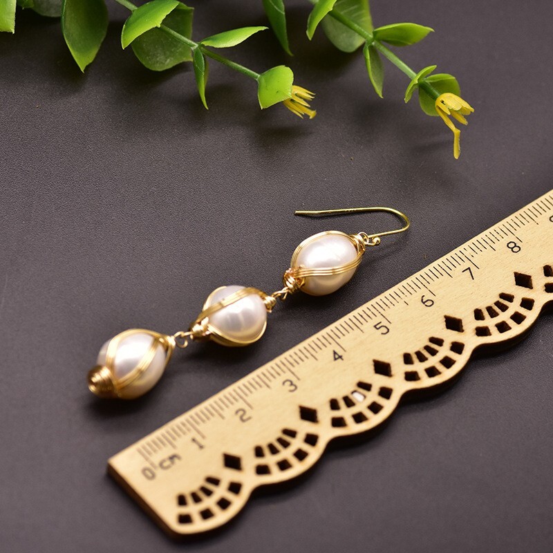 Natural Freshwater Pearl Earrings Bohemian Baroque String Dangle Drop 925 Silver