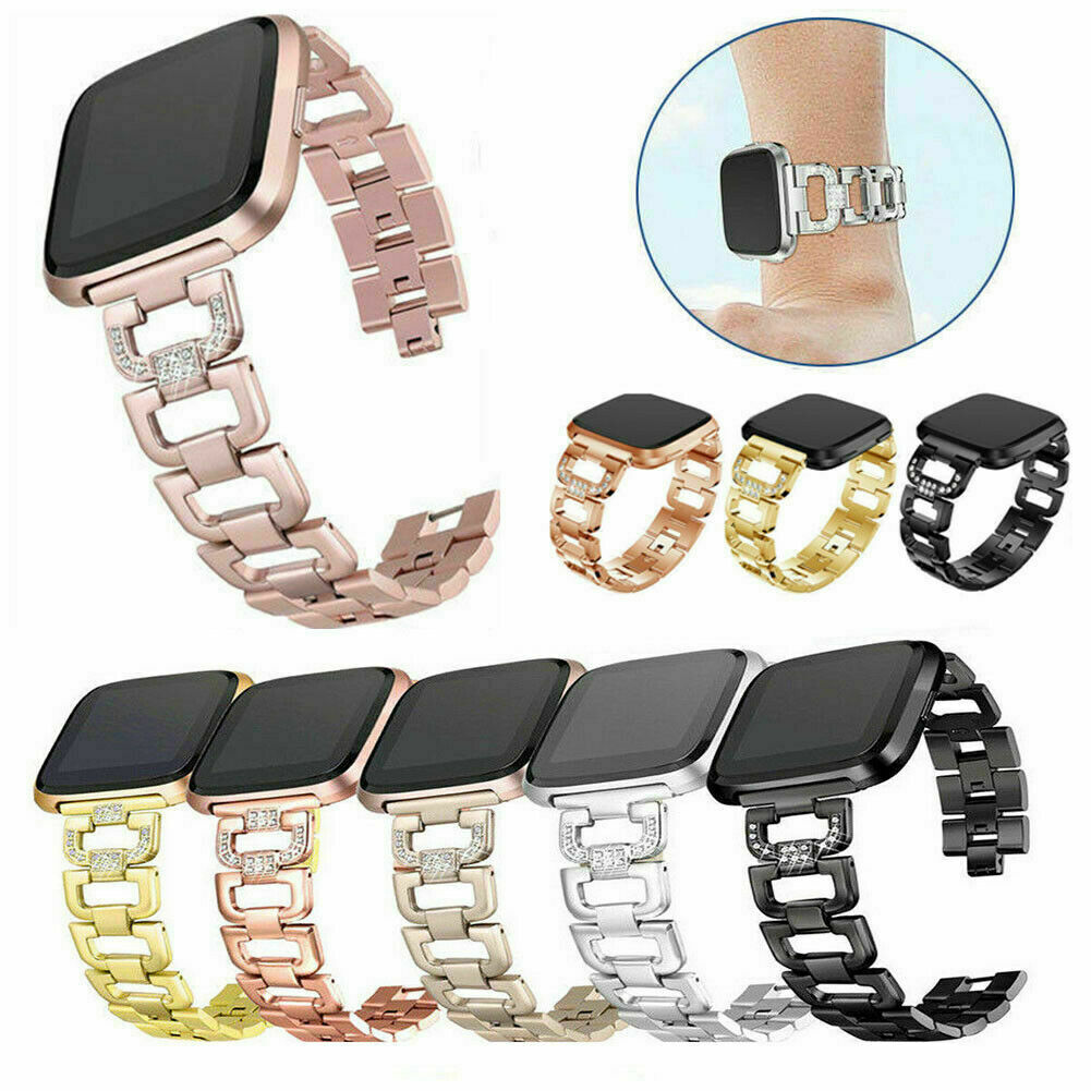 Bling Metal Wristband Strap Stainless Steel Watch Band For Fitbit Versa 3/Sense
