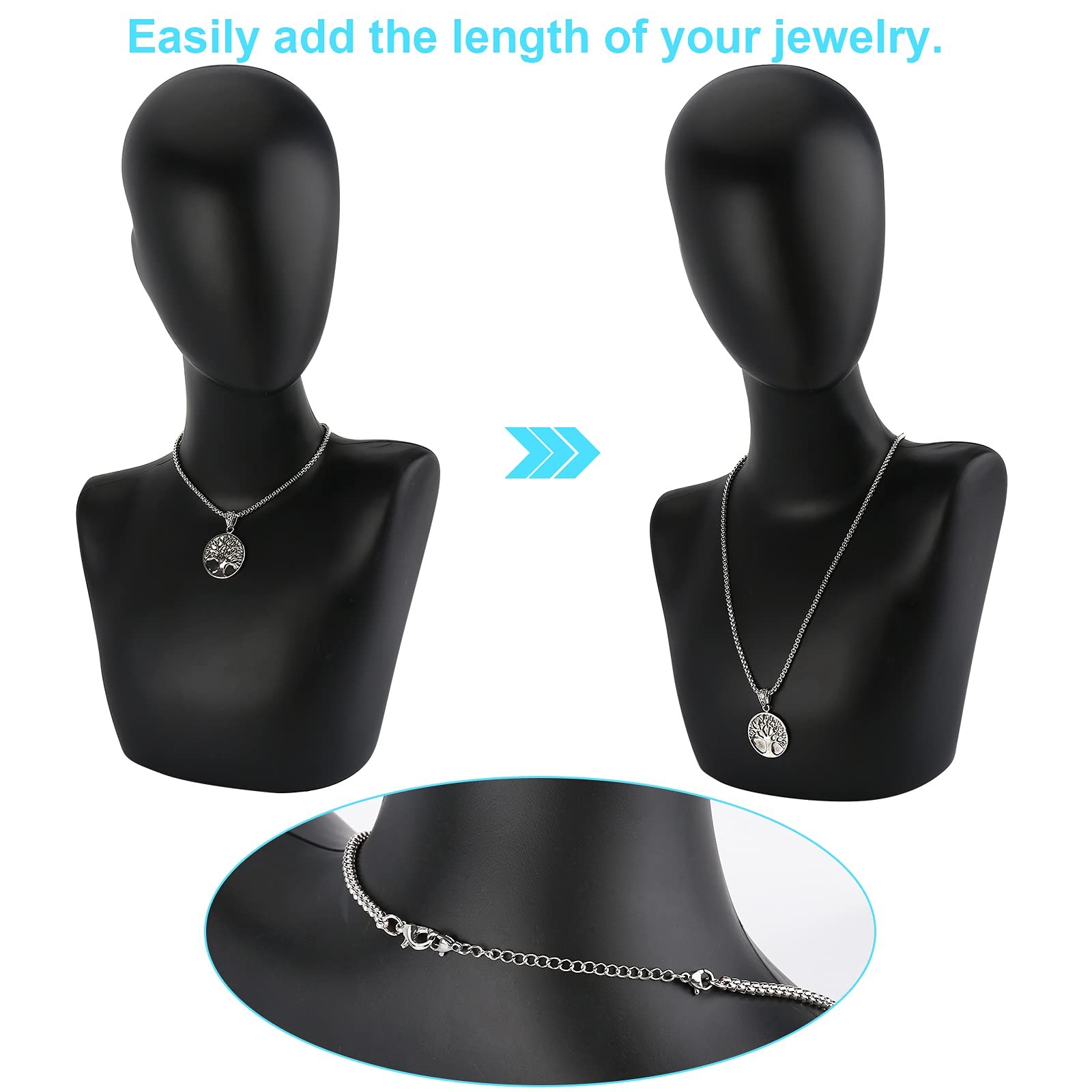 12 PCS Necklace Extenders Stainless Steel Necklace Extension Chain for Jewel…