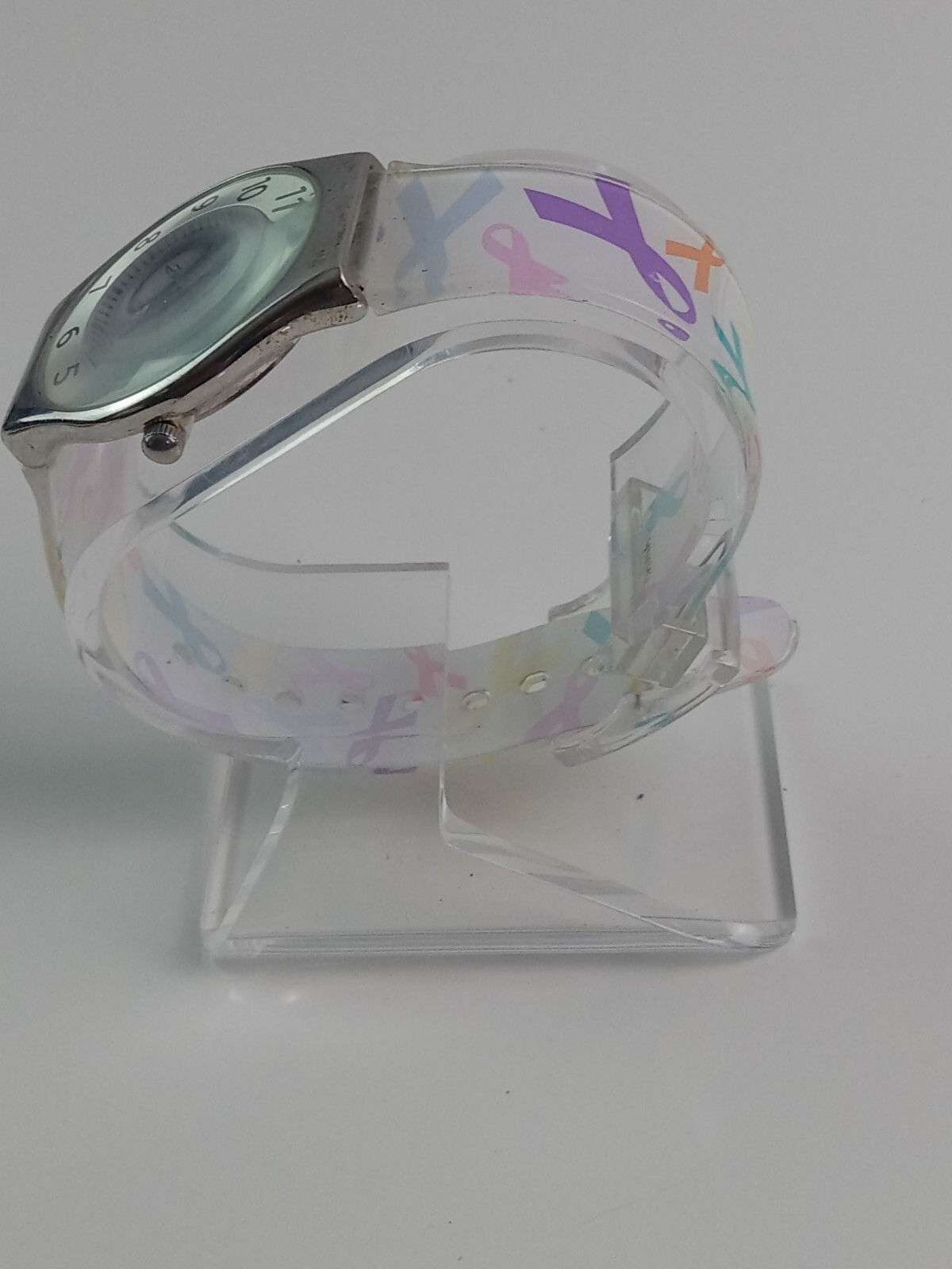 Nurse Mates Silver Watches for Women With Awareness Band