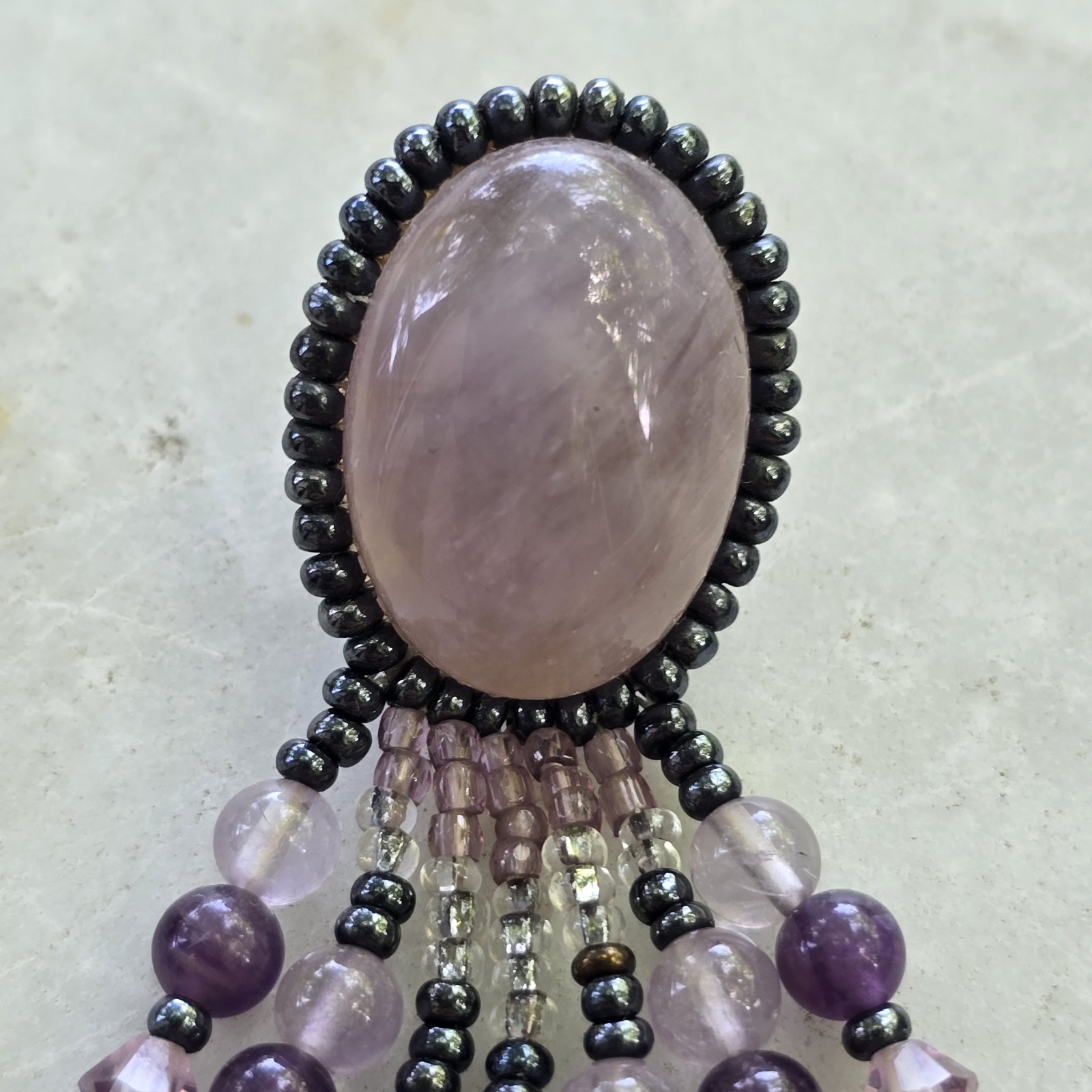 Vintage Chipita Purple Dangle/Lavander Beaded Earrings Pierced (Unsign)