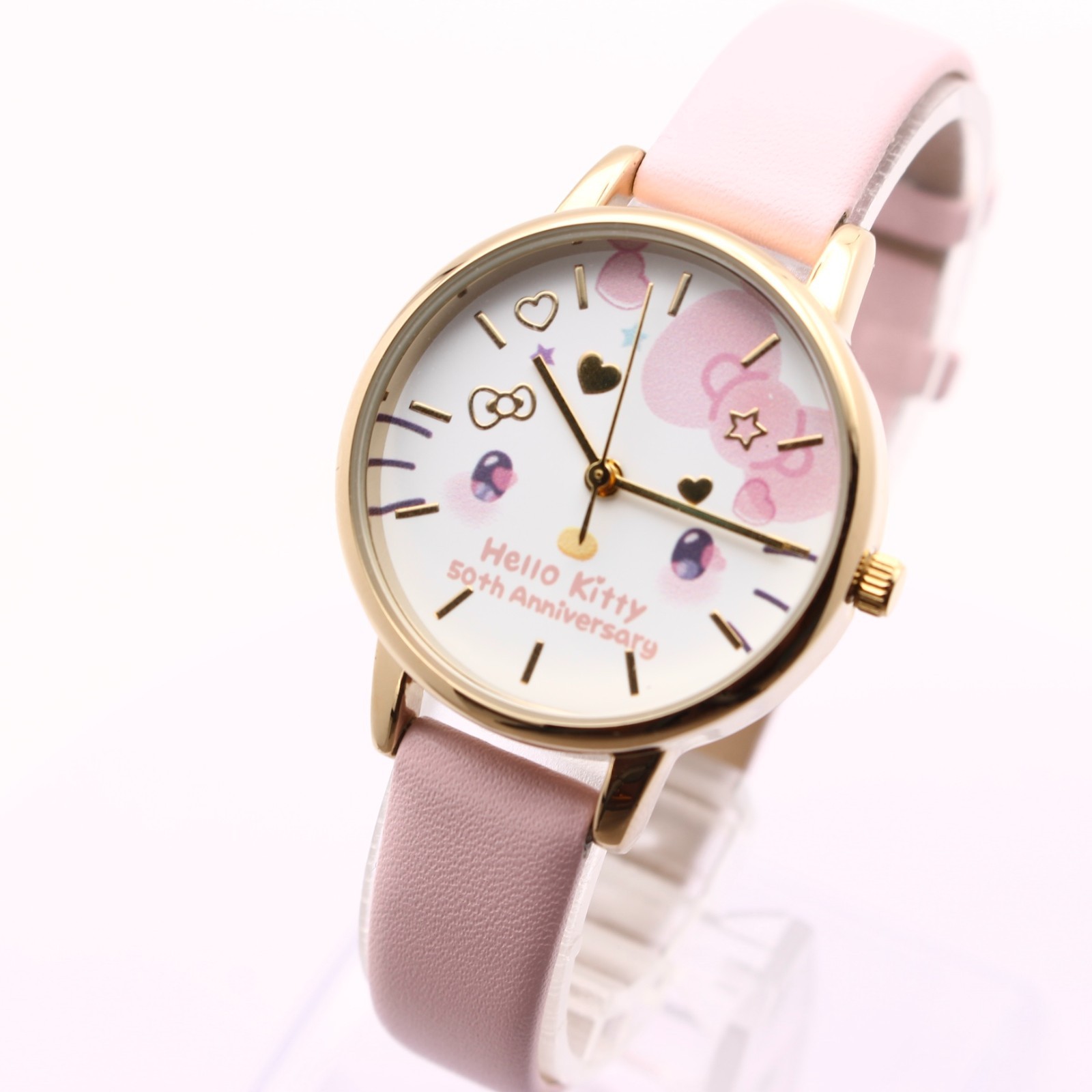 Hello Kitty 50th Anniversary Ladies Watch Pink Gold Quartz w/Box Warranty Japan