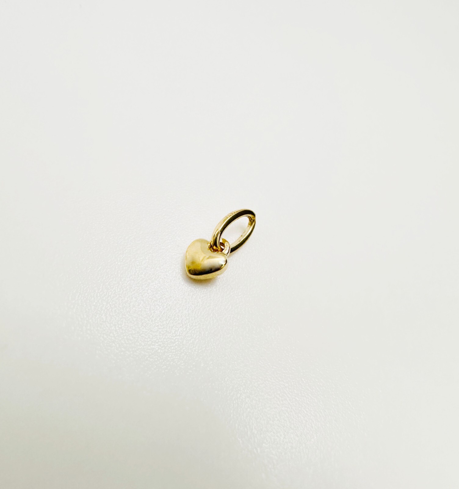 14K Solid Yellow Gold Teeny Tiny -Very Small Beveled Heart Charm Pendant 8x3mm