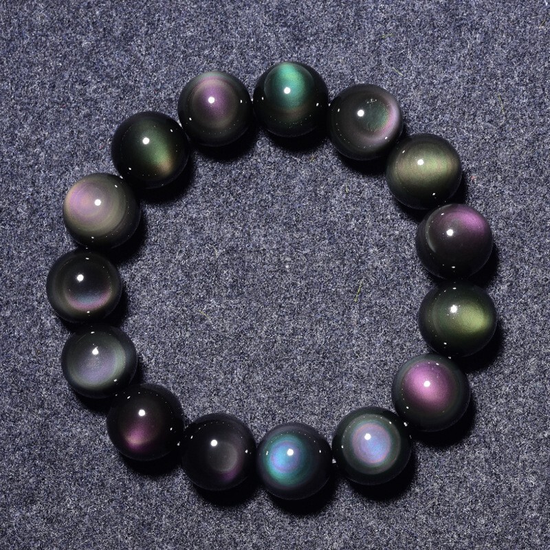 Natural Rainbow Obsidian Beads Crystal Healing Reiki Protection Stretch Bracelet