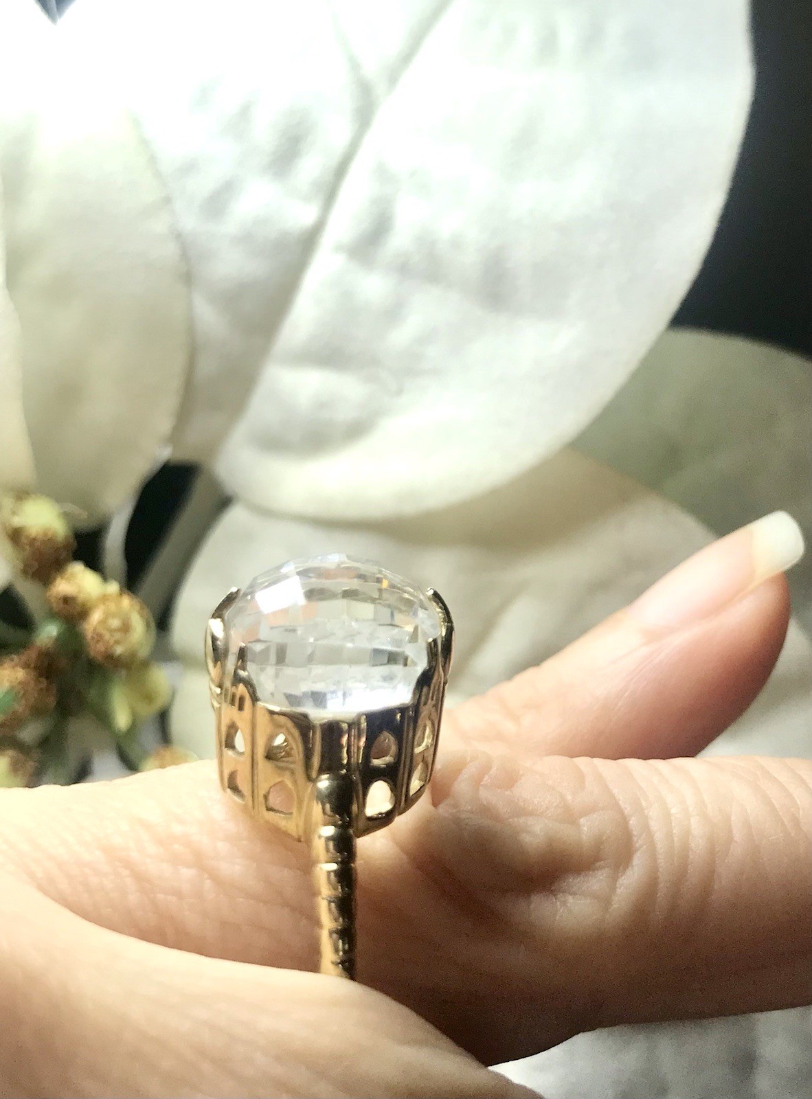 Solid 10k Yellow Gold Genuine 12.10 CTW Topaz ￼￼￼Taj Mahal Ring