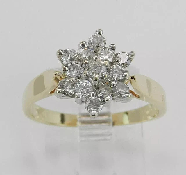 3Ct Round Cut Moissanite Cocktail Cluster Engagement Ring 14K Yellow Gold Plated