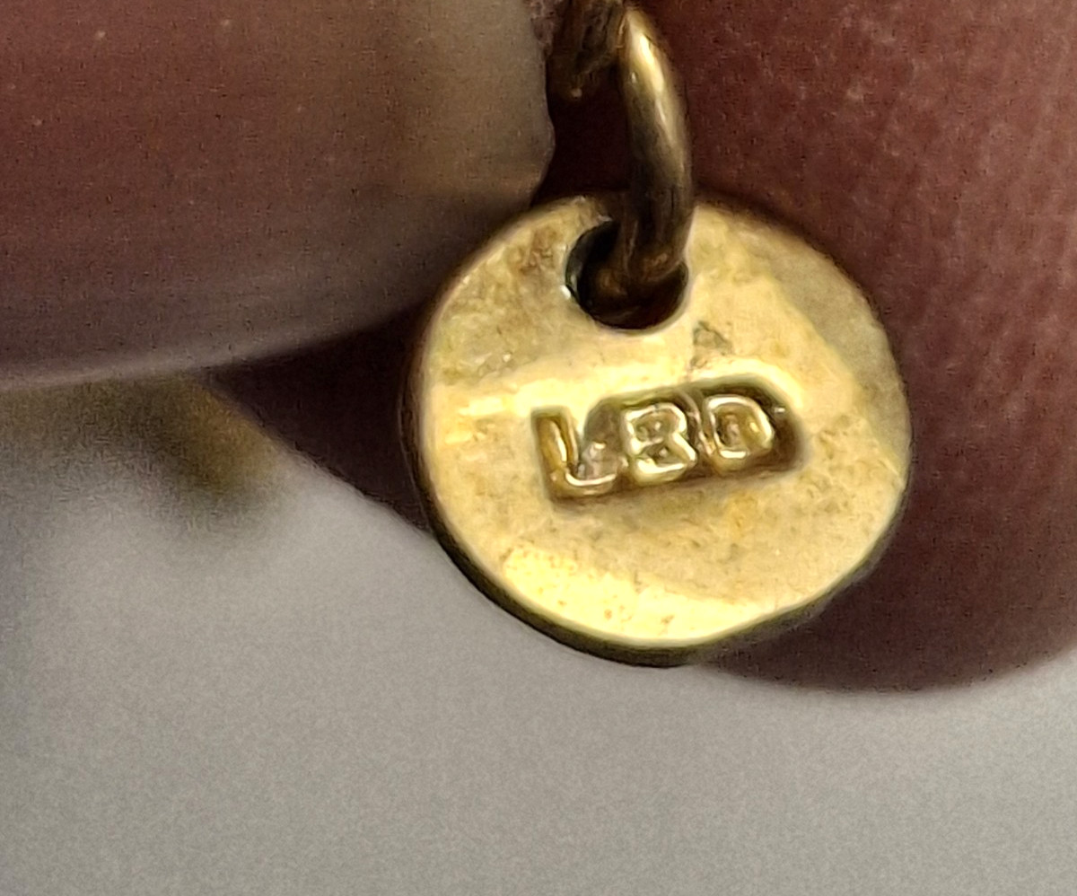 LBD Essentials Minimalist Necklace w Brass Chain Beads n Crystals Signed 39″