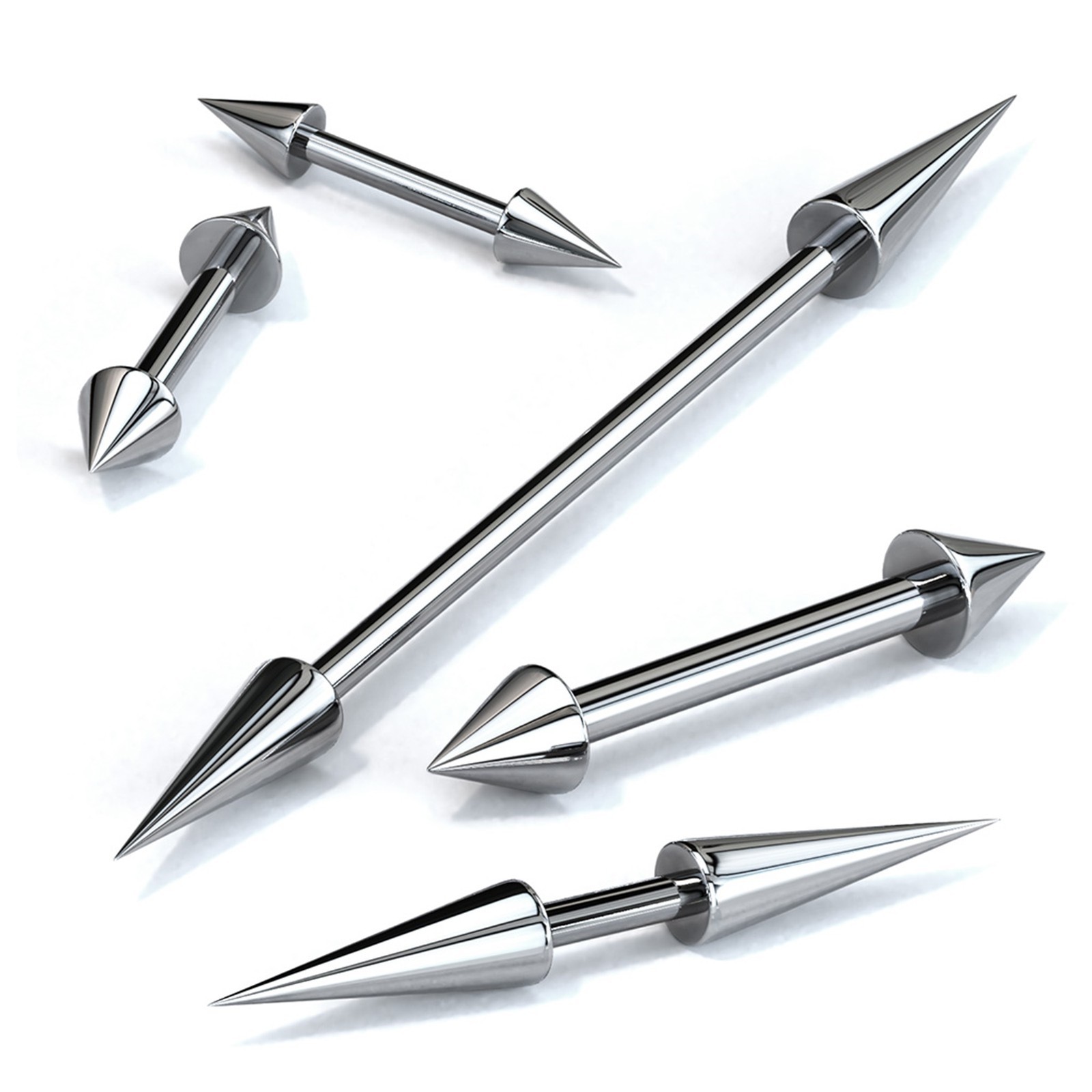 Barbell Nipple Ring Heavy 10 Gauge 5/8″ w/Spikes 4mm Steel *