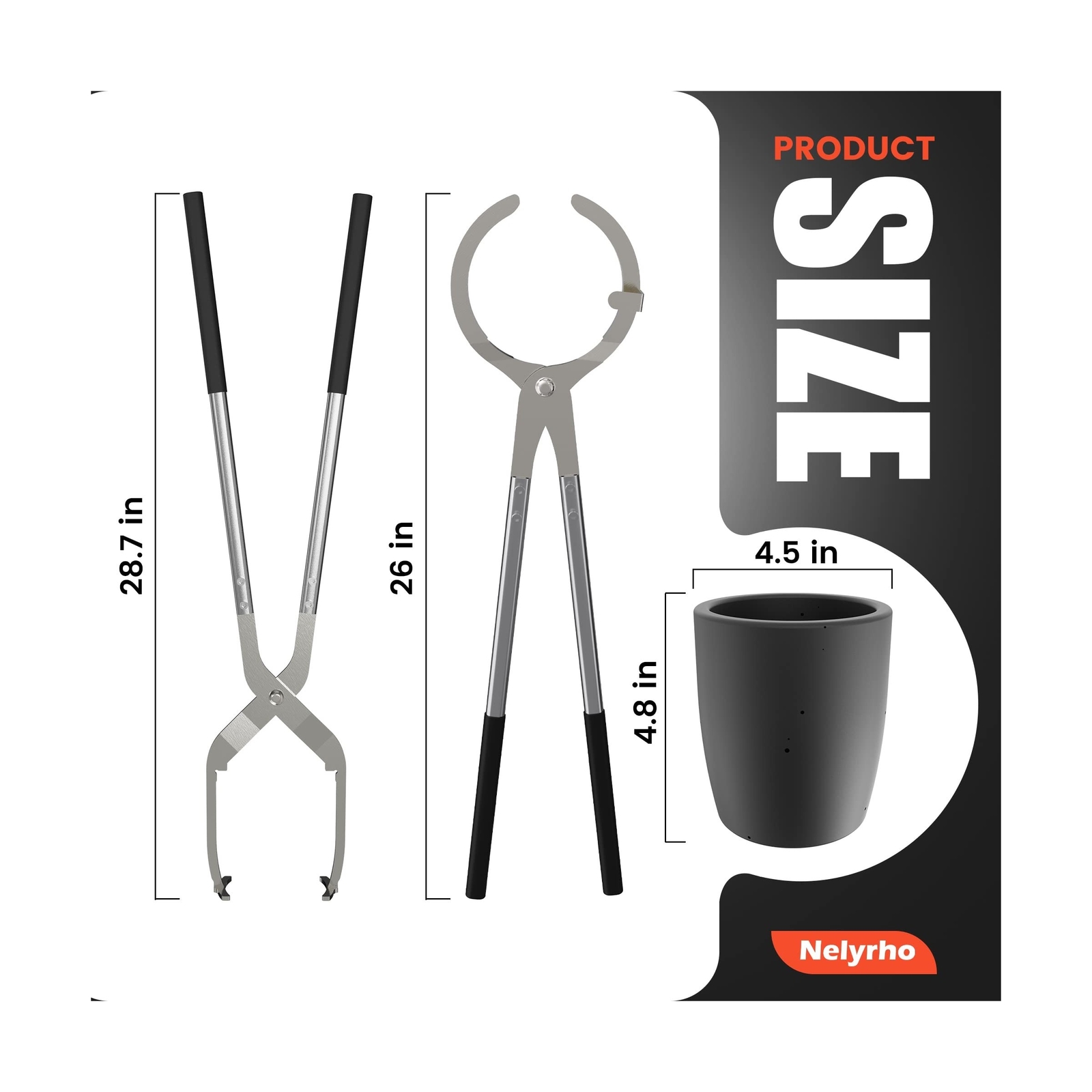 Nelyrho #4 (9.9lbs-4.5kg) Crucible Tongs Kit and Hand-held Crucible Pouring R…
