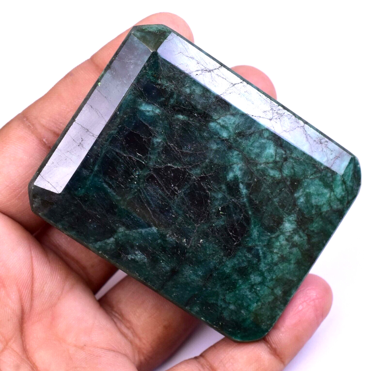 646.5 Ct Natural HUGE Green Zambian Emerald Certified Emerald Cut Loose Gemstone