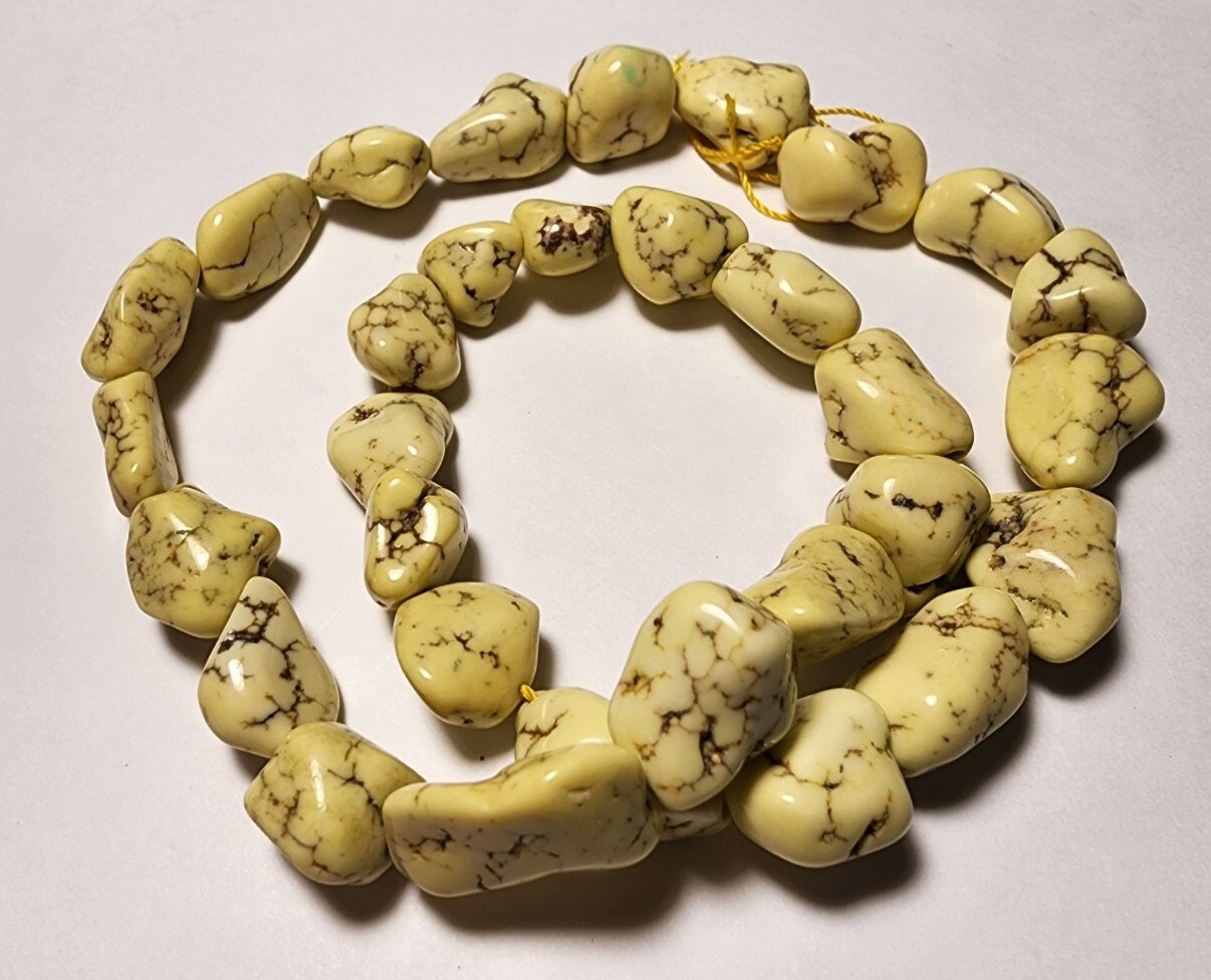 Turquoise Yellow Nuggets 15 1/2″ Strand 8×13 to 12x 19mm Side Drilled