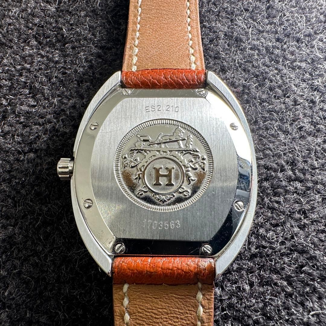 HERMES Wristwatch Espace Quartz Leather Silver Authentic From Japan