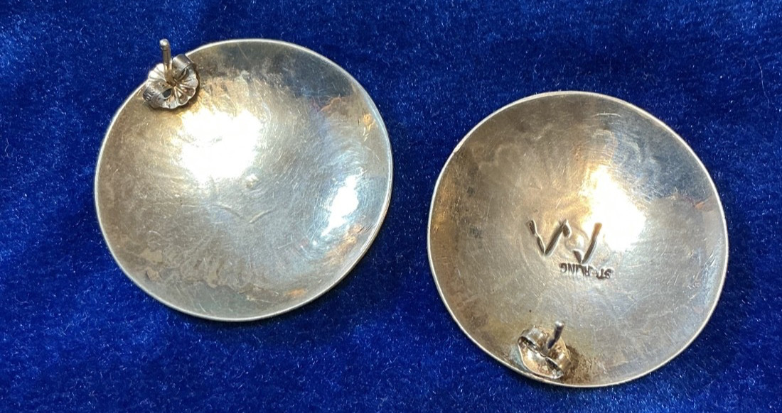 VINTAGE STERLING SOUTHWEST N. A. ROUND EARRINGS