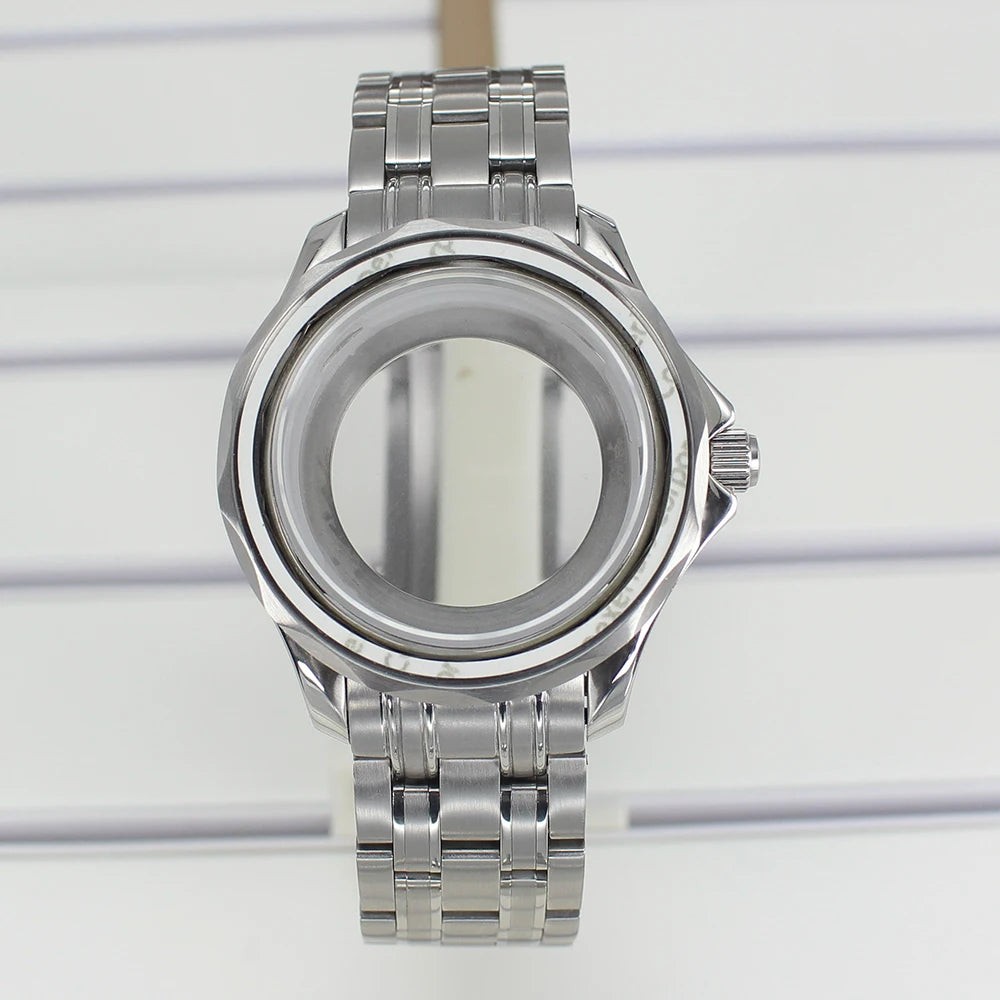 41mm Silver Watch Case 316L for Seamaster 300 NH35 NH36 NH38 NH34 Sapphire Glass