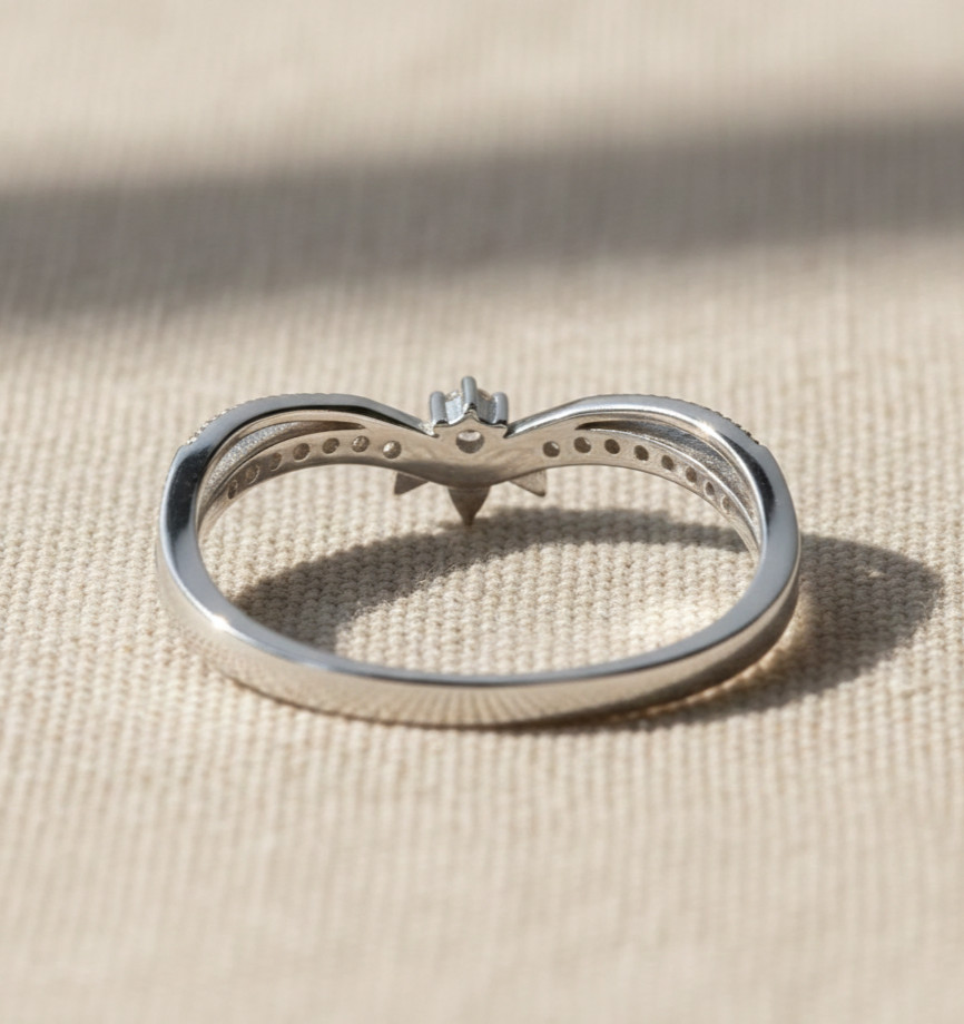 Sterling Silver Diamond Ring Elegant Women Jewelry Abloom Stacking Band Gift