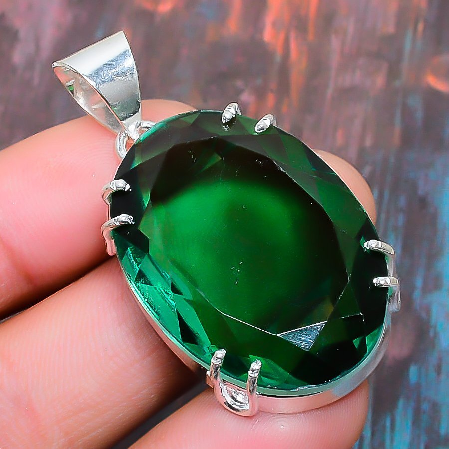 Chrome Diopside Gemstone Handmade 925 Sterling Silver Everyday Jewelry Pendant