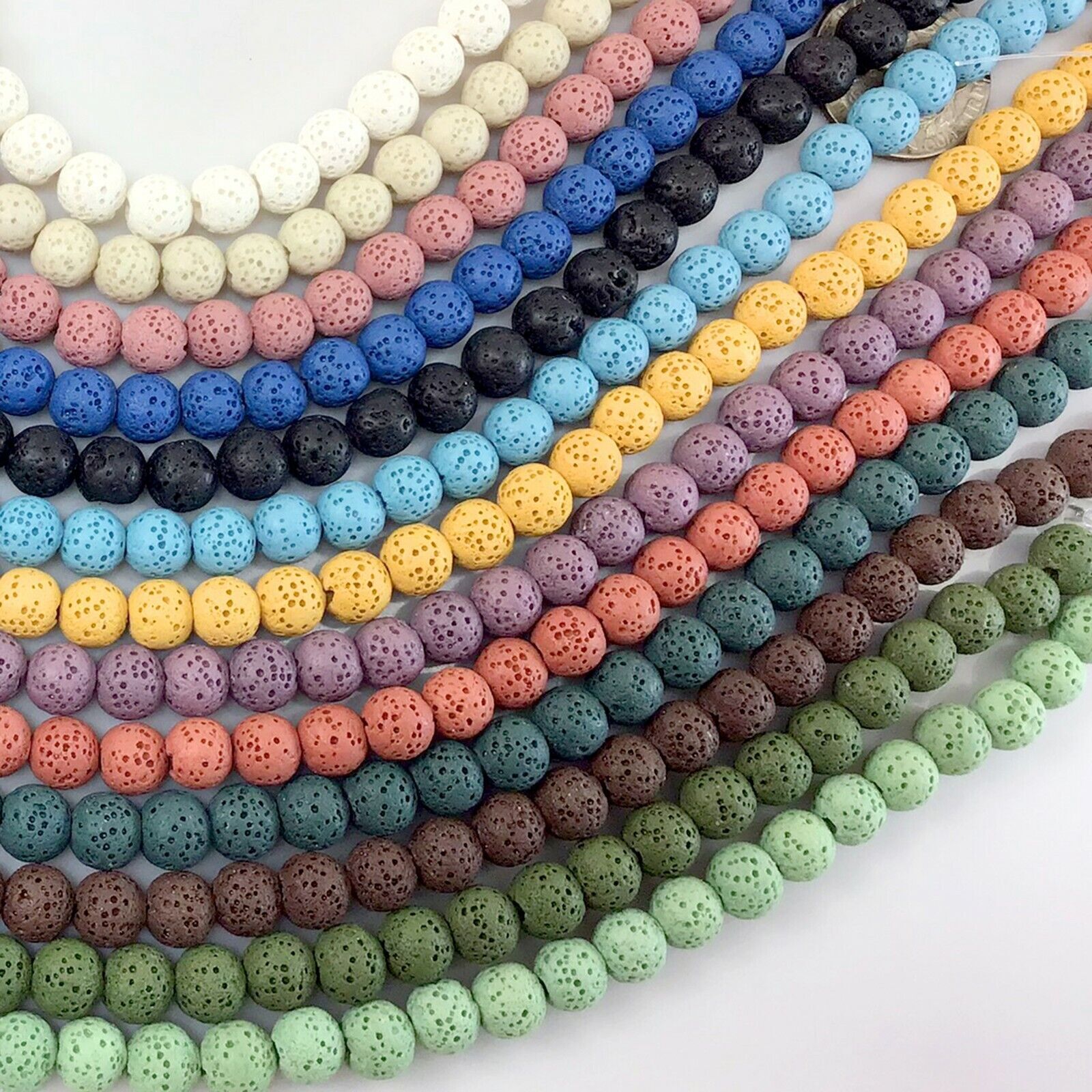 13 Color Lava Stone Bead Rock Round Beads 15″ 6mm 8mm 10mm Jewelry Make Diffuser