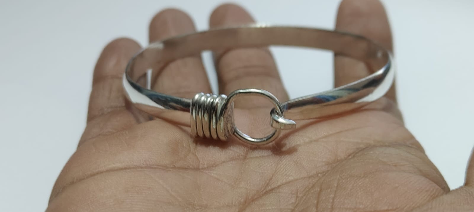 Cuff Bracelet Hook Clasp Bangle 925 Sterling Silver Handmade Bangle Al Size 5 12