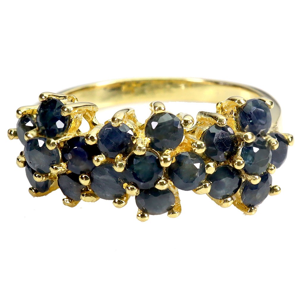 925 Sterling Silver Ring Round Blue Sapphire 3mm Natural Gemstone Jewelry Size 7
