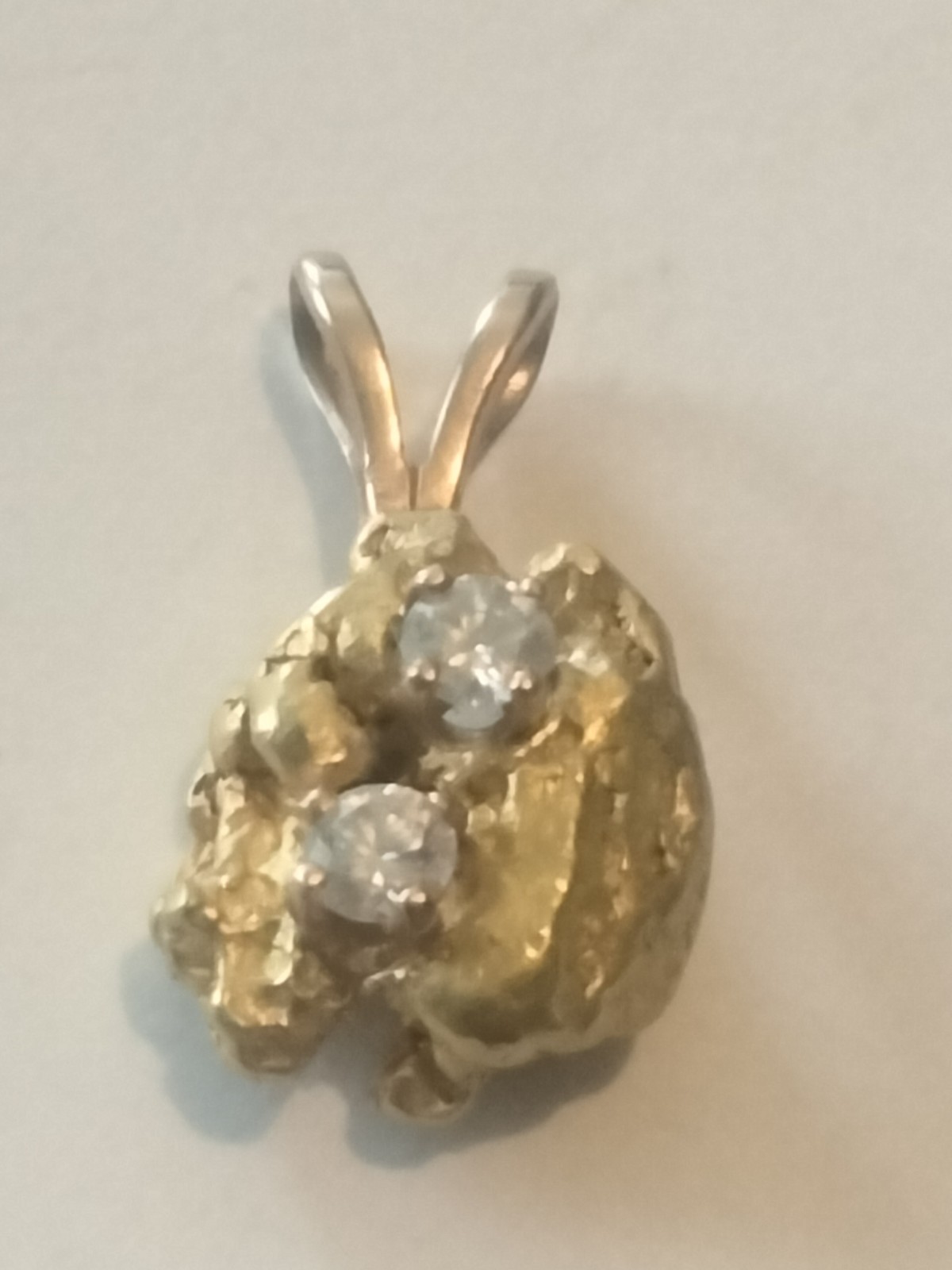 14KT Gold Rope 18″ Necklace With MT Nugget And Diamond Pendant 5.1 Grams 3 DAY