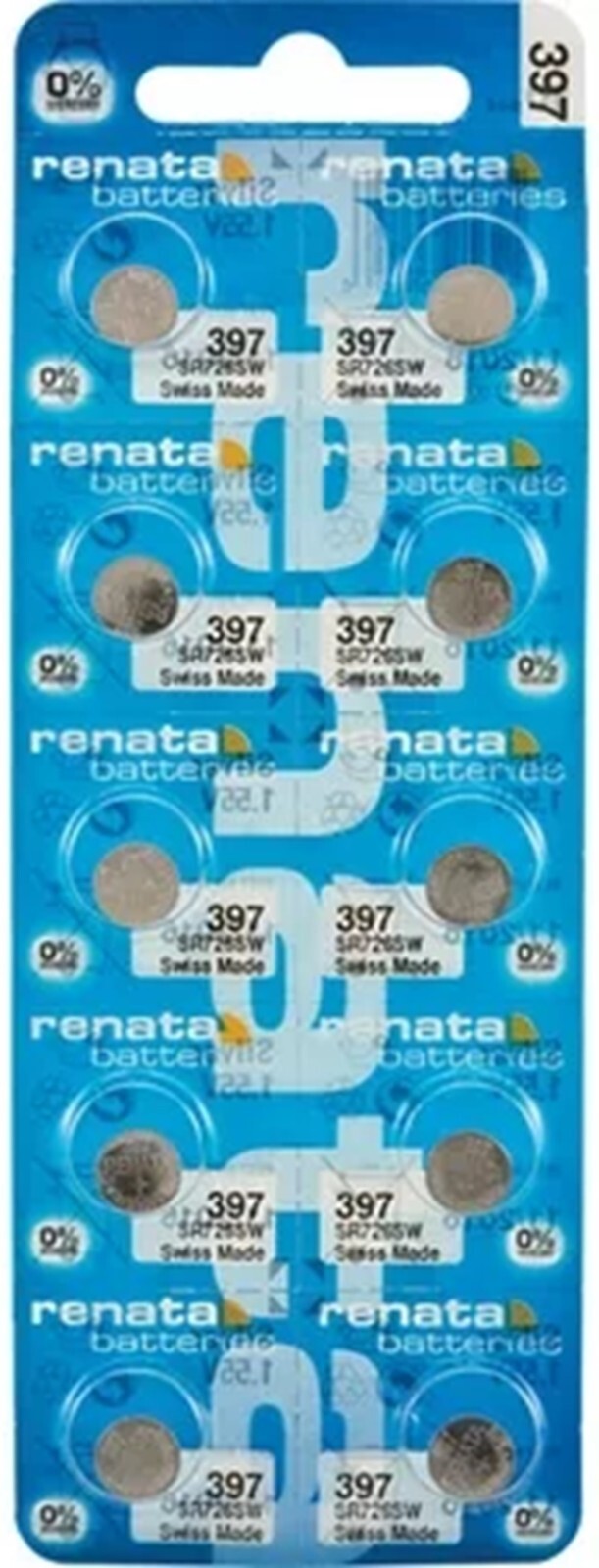 10 Renata 397 SR726SW Silver Oxide Watch Batteries 1.55V-Swiss Made EXP 01/2026