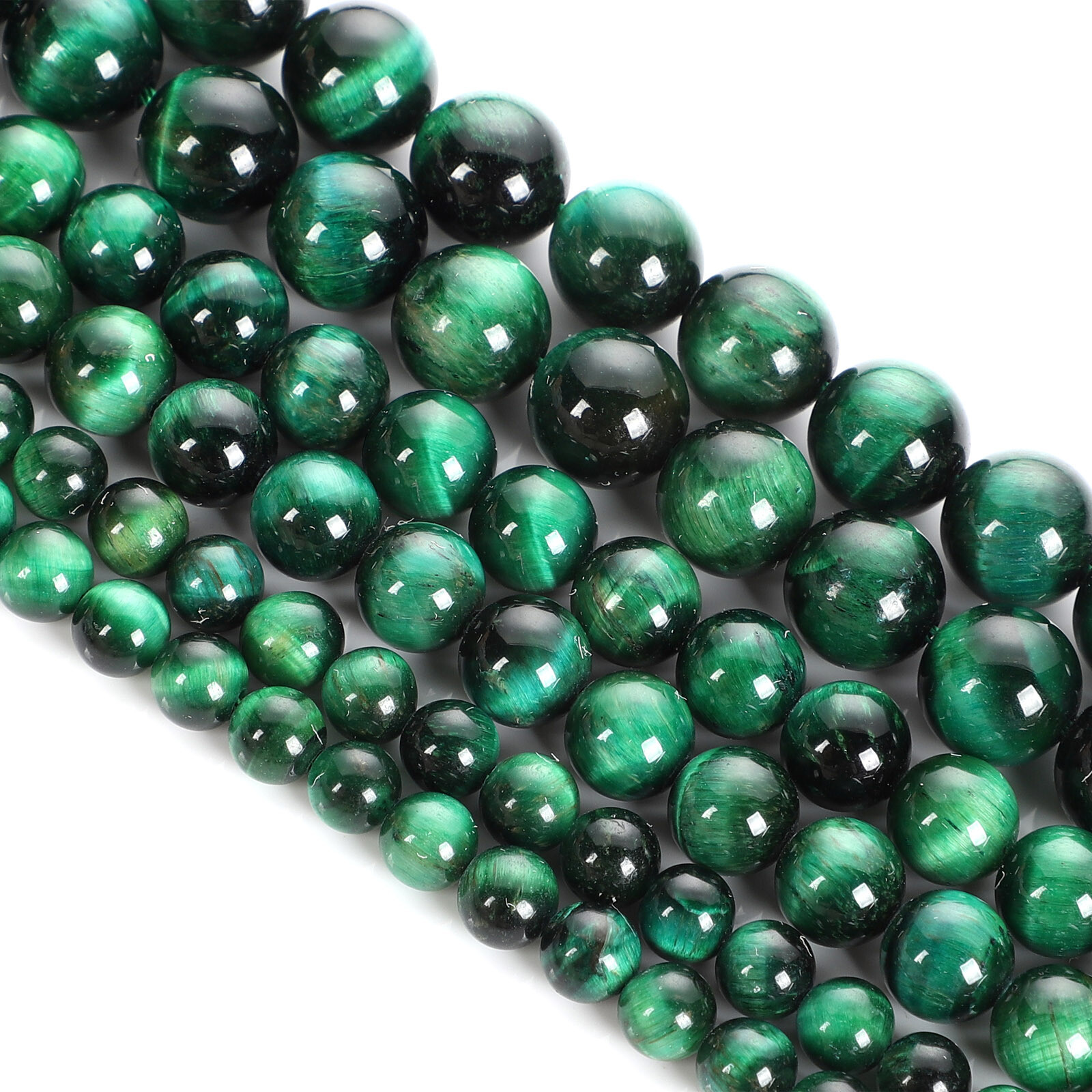 Natural Tiger’s Eye Gemstone Smooth Round Loose Beads for DIY Bracelet Necklace