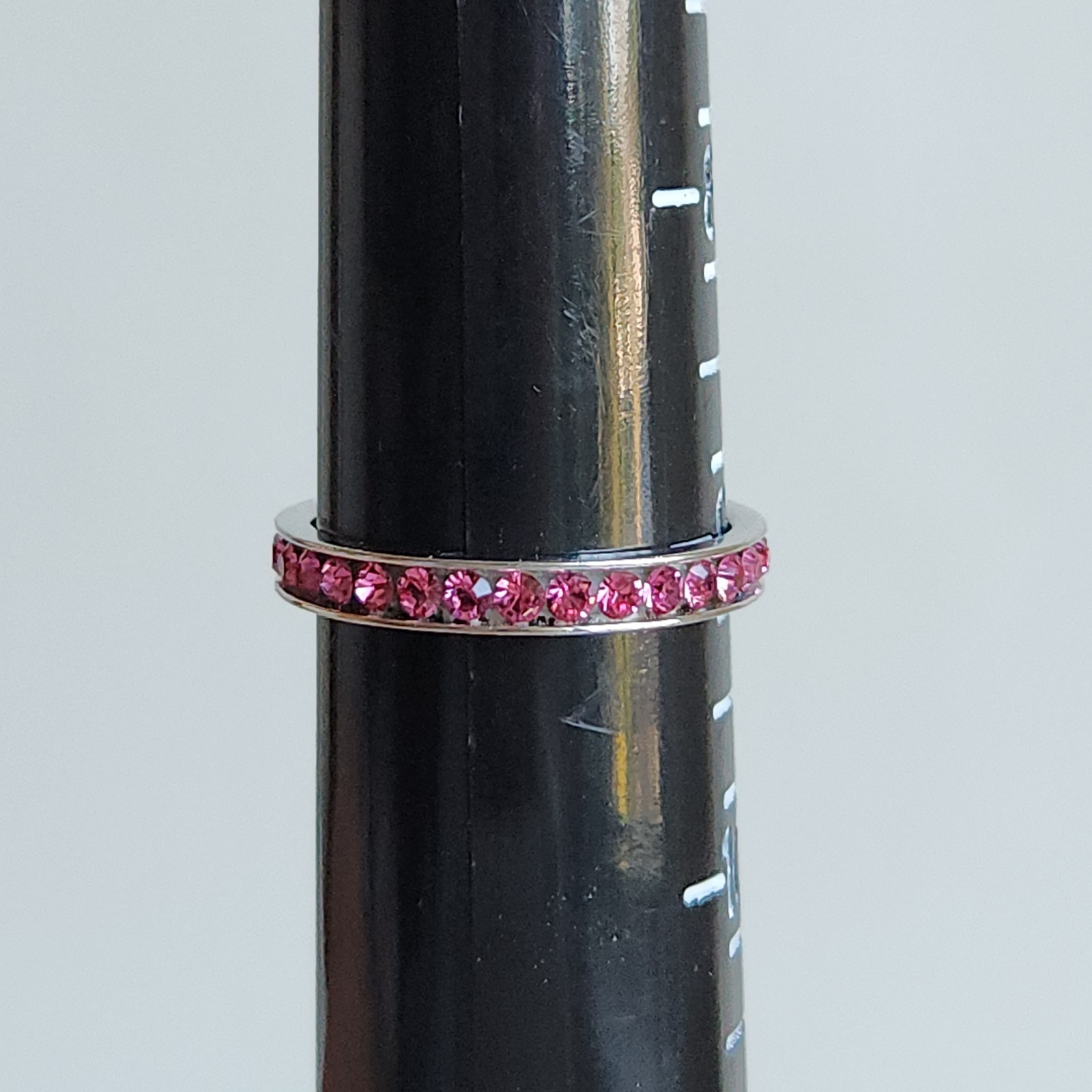 ATI Sterling Silver Pink CZ Eternity Ring – Size 9 – Stamped 925