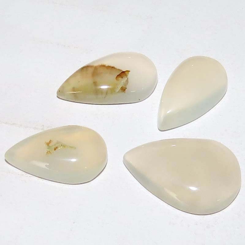 Natural Scenic Dendritic Agate Pear Cabochon 4 Pcs Lot Cabochon 63.00Cts stones