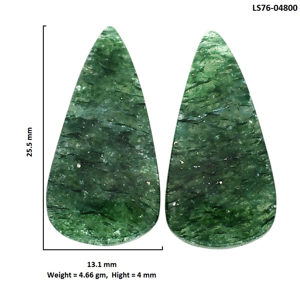 Natural Green Aventurine Pair 13.1×25.5×4 mm Pear Polished Gemstone LS76-04800