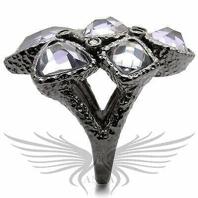 Brilliant Cubic Zircon CZ AAA Ruthenium Cocktail Fashion Ring 5 6 7 9 10 0W120