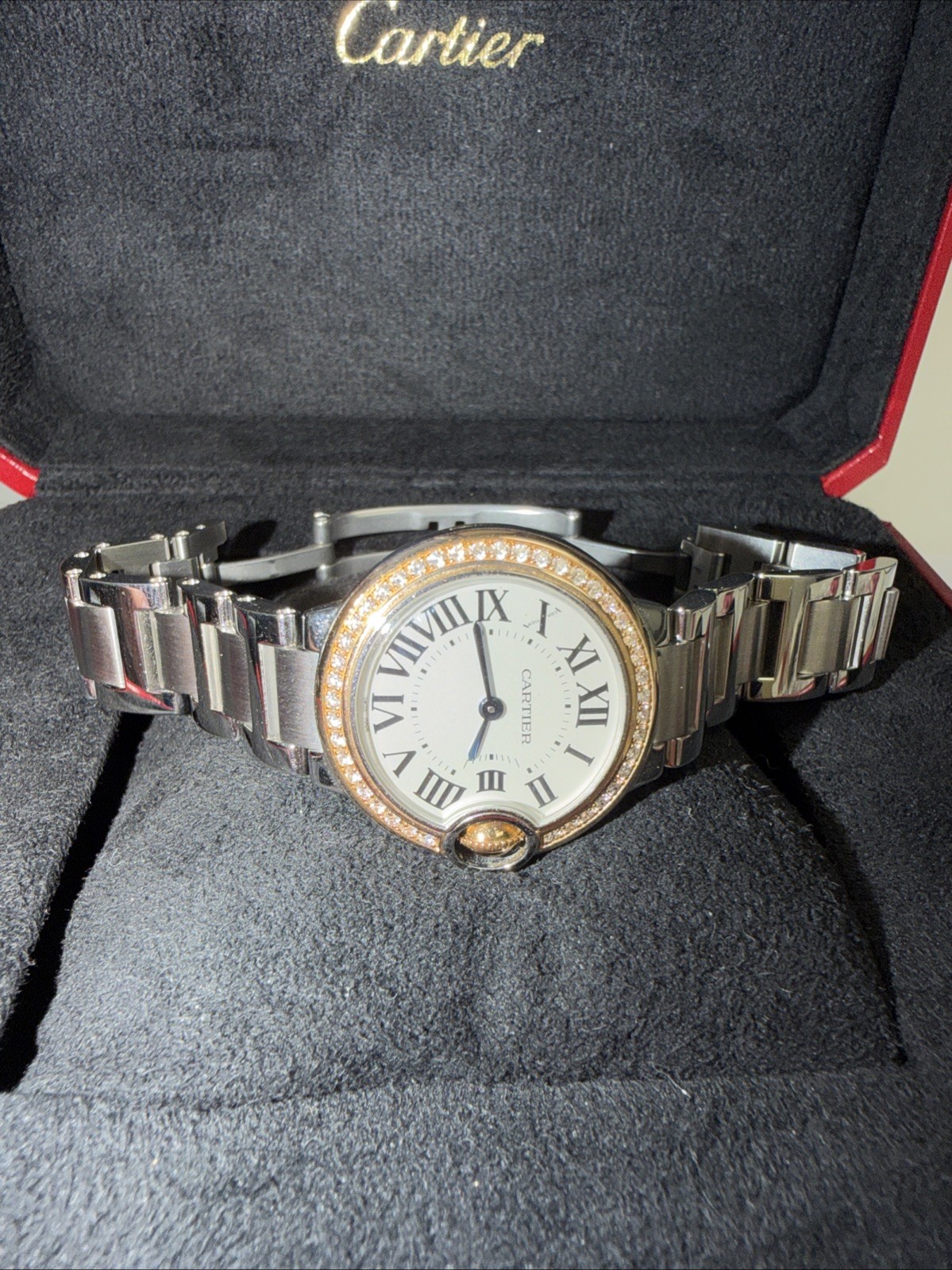 Cartier Ballon Bleu Steel/Rose Gold Diamond Ladies 28mm Watch WE902079