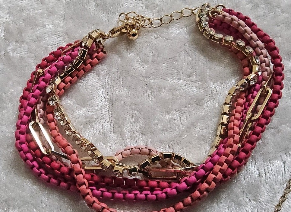 Hot Pink Adjustable Multistrand Metal Bracelet