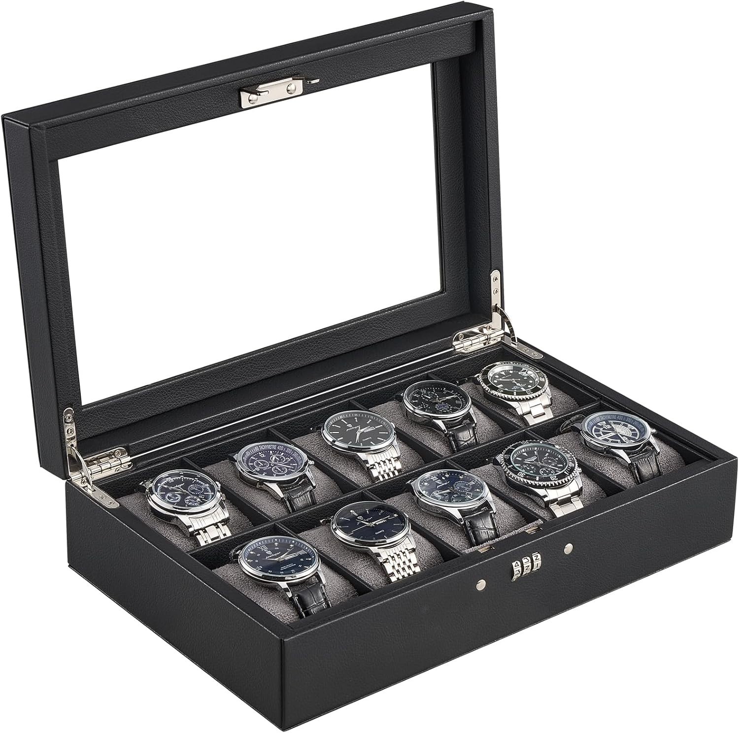 Sleek 10-Slot Watch Collector Case with Soft Pillows – Perfect Gift for Him