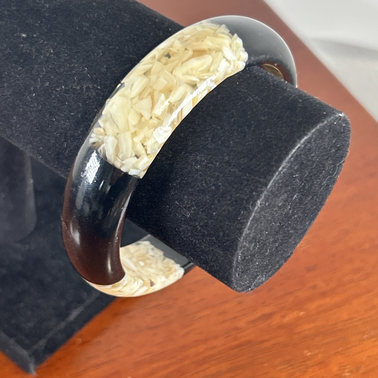 Resin Black Cream Bangle Bracelet Vintage Stackable Retro Boho Fashion Jewelry