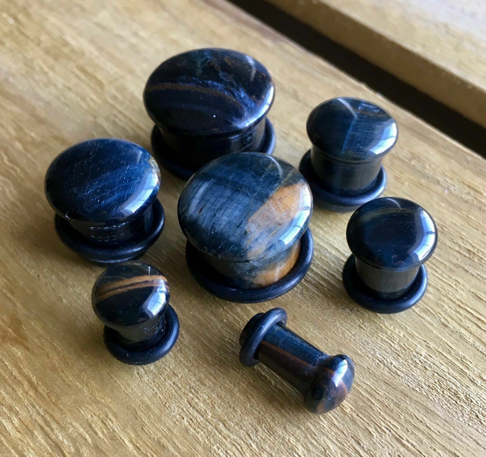 – ALL 10 PAIR – Stone Plugs Organic Single Flare Ear Gauges Body Jewelry (lot 2)