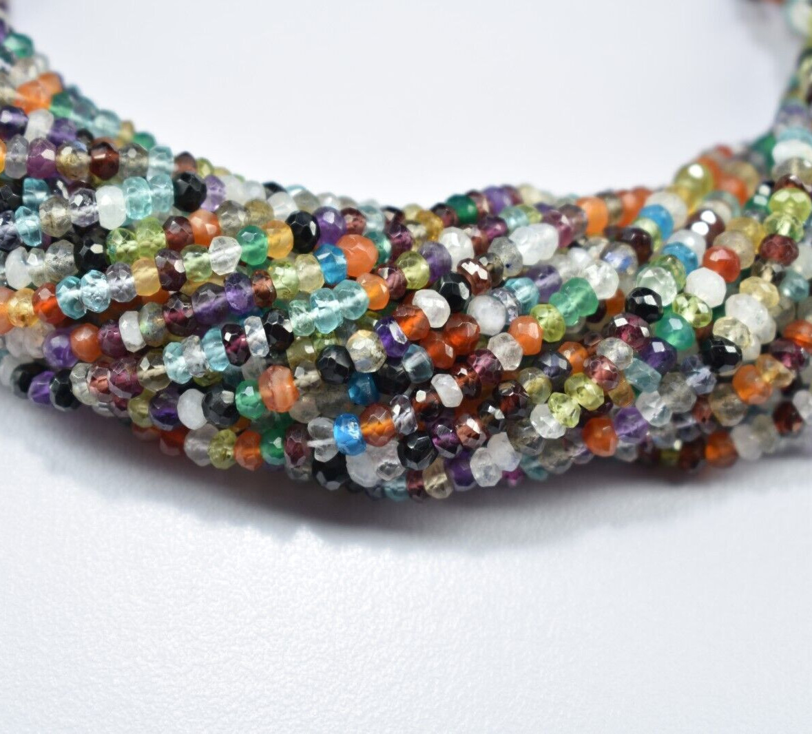 13″ 1 Strand Natural Multi Gemstone Disco Faceted Rondelle Gemstone Beads 3.5mm