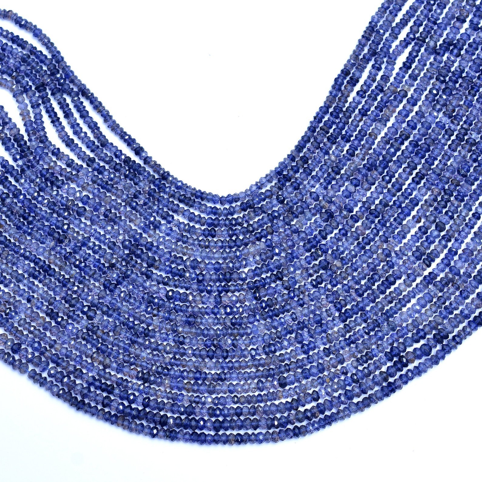 Natural Iolite Faceted Rondelle Beads, 3 mm To 4 mm, Iolite Faceted Beads