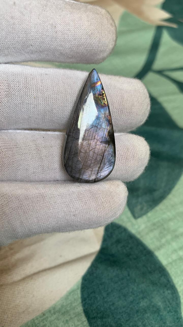 40carats Designer Multi Labradorite Cabochon Pear Shape 39×19×6 Size