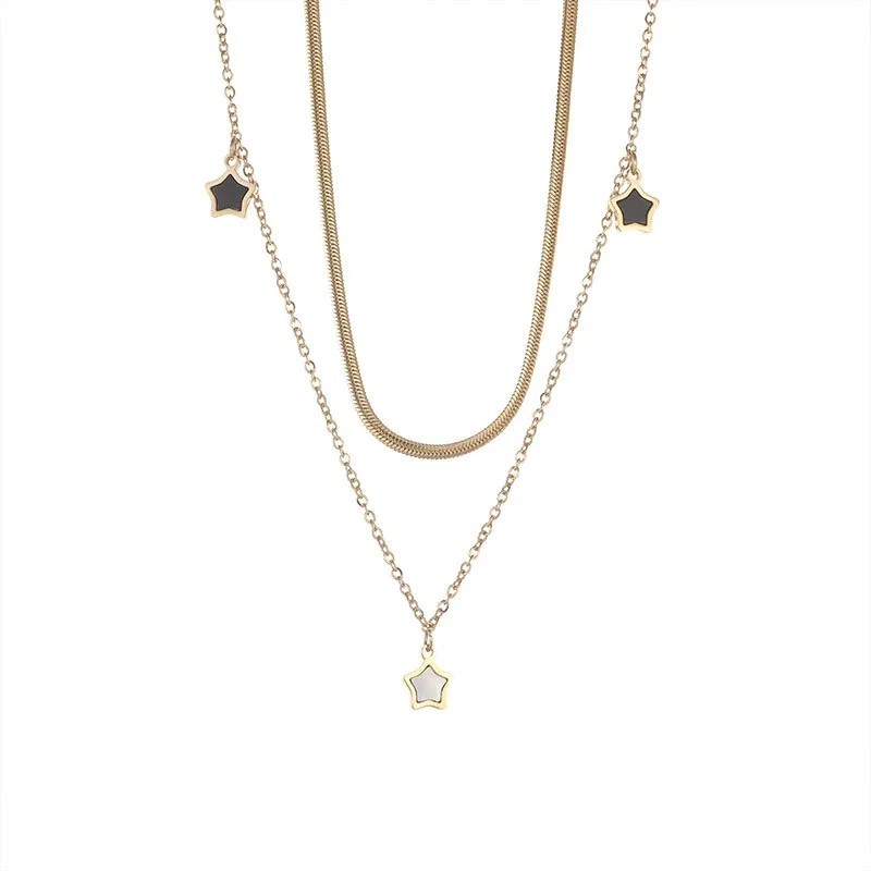 PVD Coated Real Gold Plated Start Titanium Steel Waterproof Set Neackles Jewelry