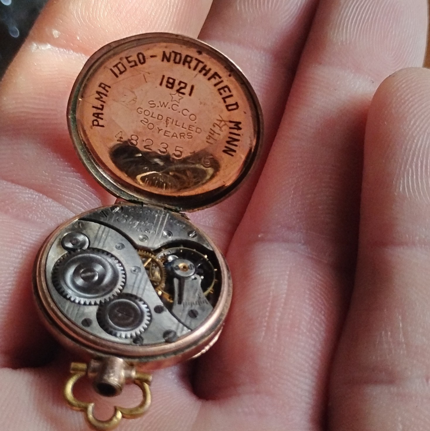 Elgin 1921 Gold Filled Full Hunter Pocket Watch Arabic Numerals Manual