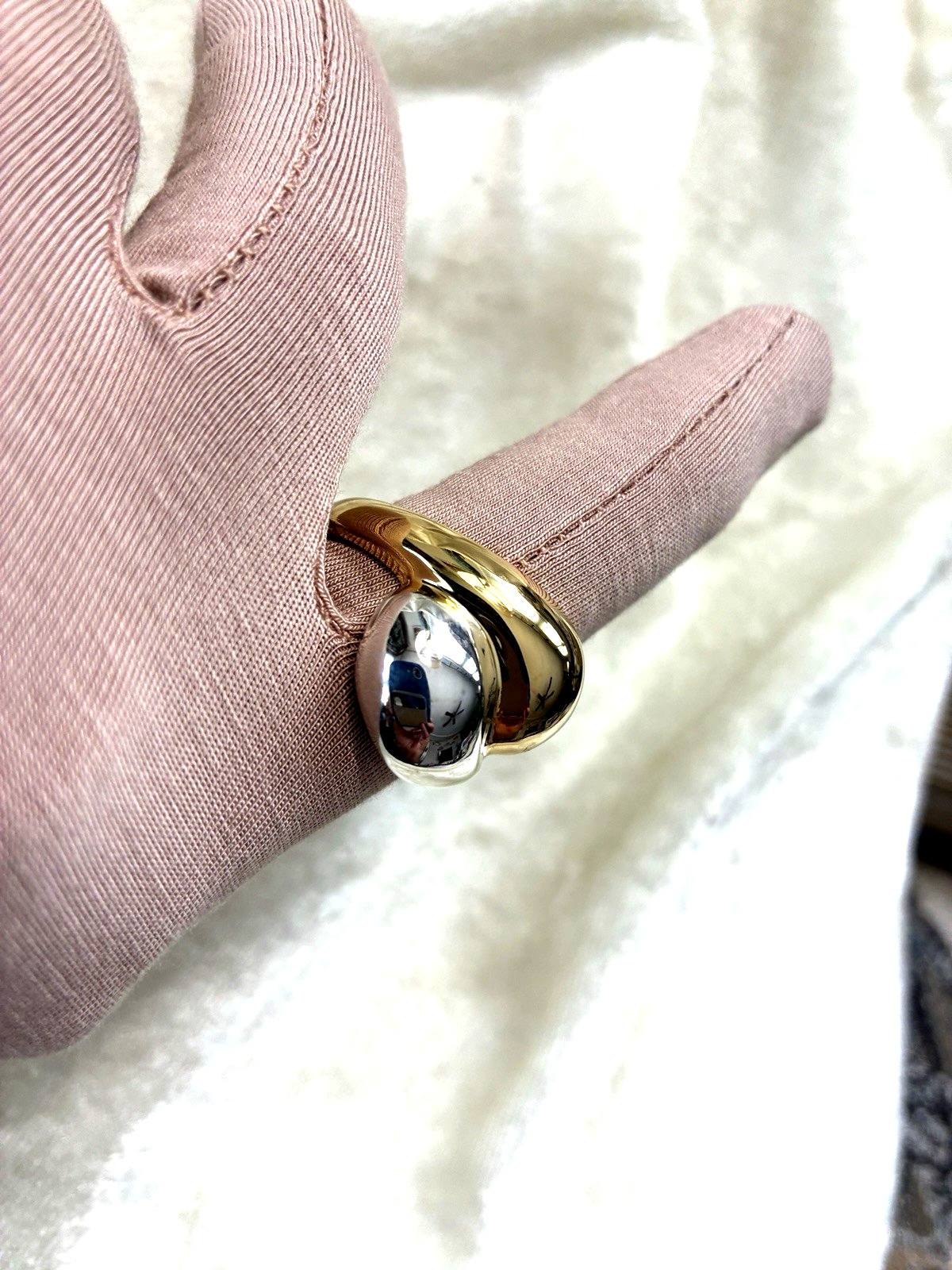 ULTRA FINE 950 SILVER & GOLD PLATED BOLD INTERLOCKING RING, SIZE 11 (M4835-52)