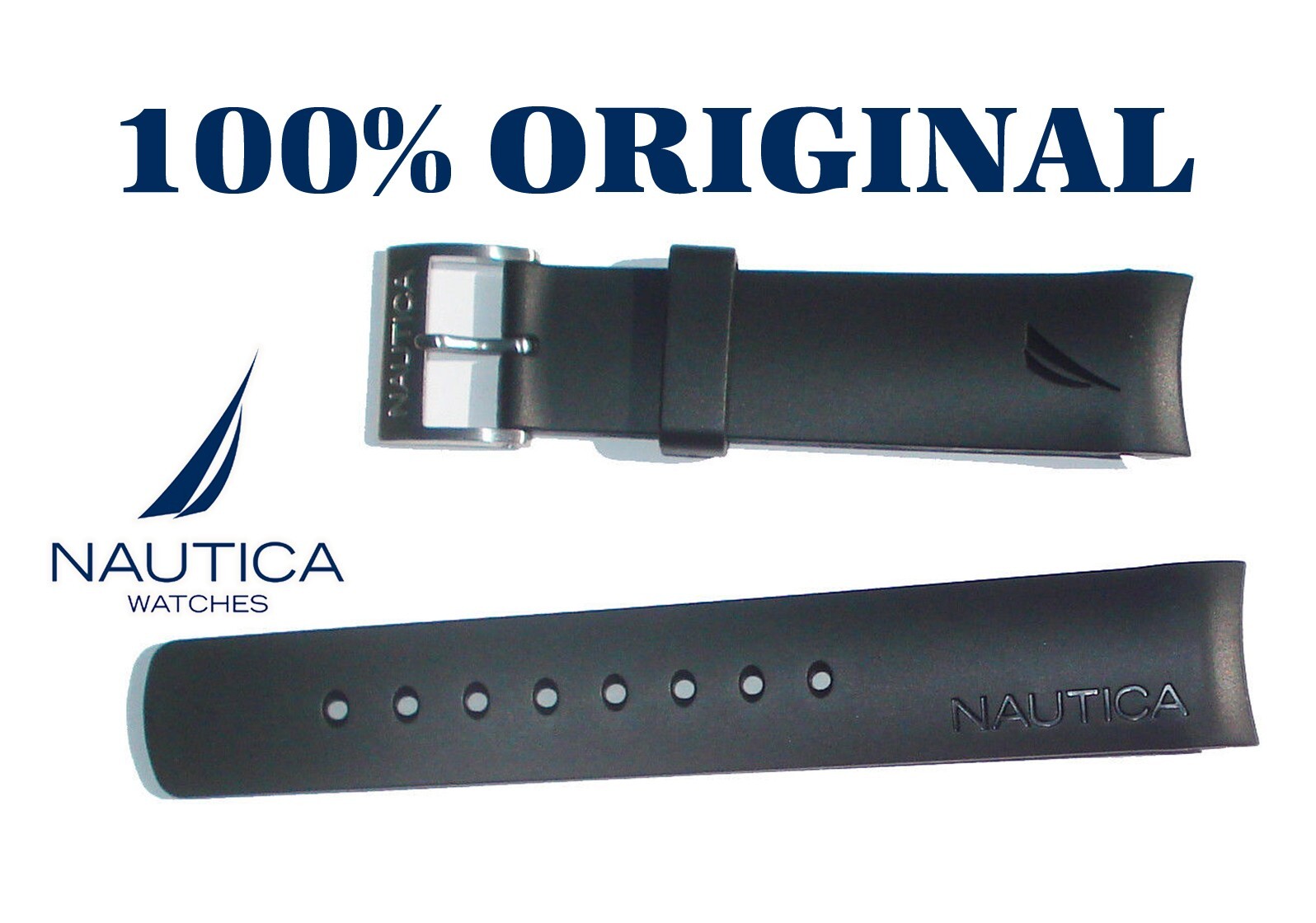 22 mm Authentic NAUTICA NTC Men’s NST Silicone Rubber Watch Band Strap
