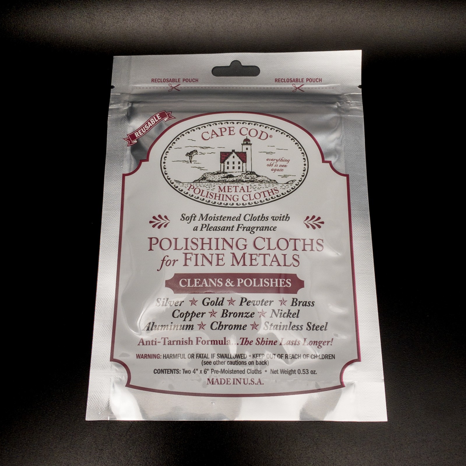 Cape Cod Polishing Cloths for Fine Metals, 2 Clothes Inside, Polish Watches