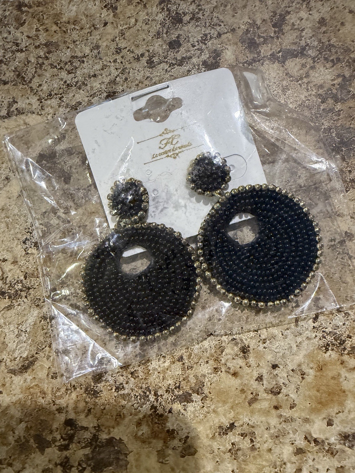 Black Seed Bead Dangle earrings