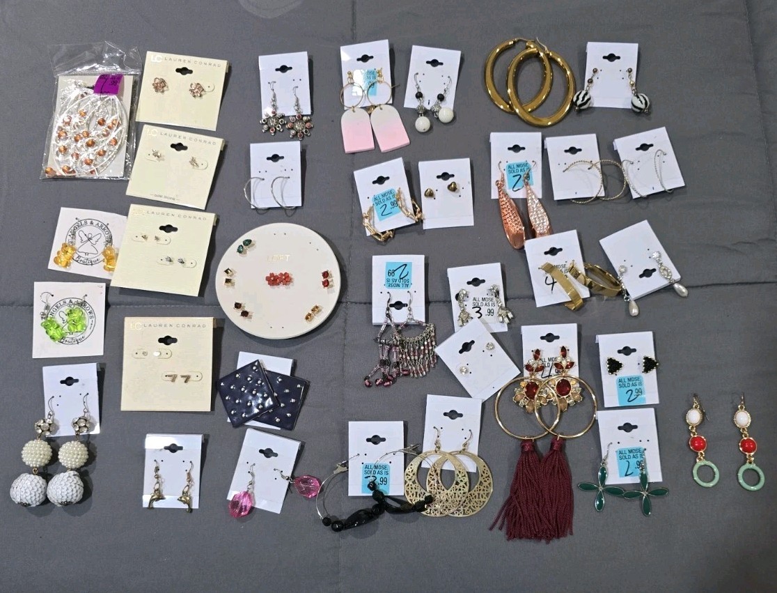 Huge Earrings Lot 42 Pr, 14 Rings Reseller Lot.